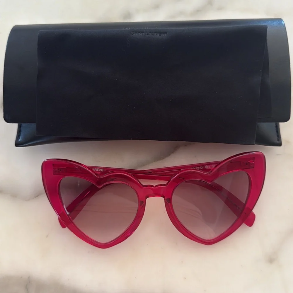 Saint Laurent Pink LOU LOU heart glasses! NBW - Picture 2 of 5